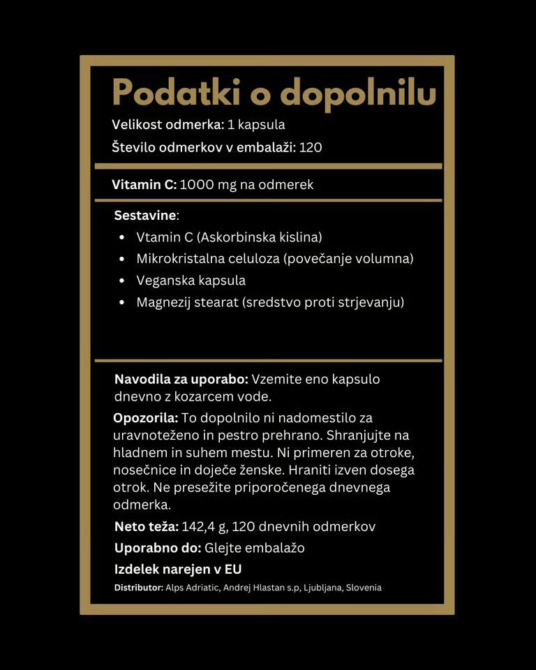 Product label with text in a foreign language on a black background